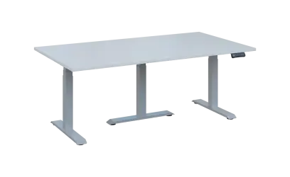 FLEXIMEET 180-100 výškově nastavitelný stůl, kovová podnož stříbrná, deska 25 mm, široký 1800 mm, bílá